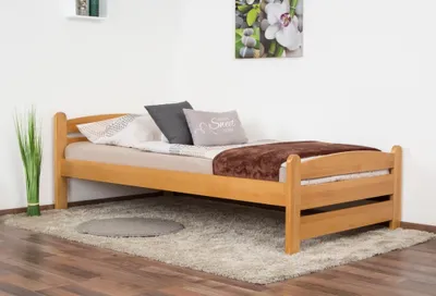 Produktbild von Einzelbett / Gästebett Kiefer massiv Vollholz Erlefarben 84, inkl. Lattenrost - 100 x 200 cm