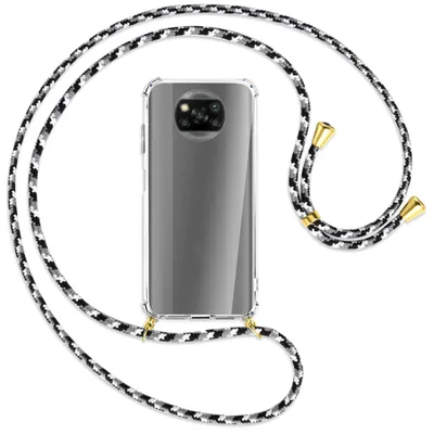 Produktbild von Handykette Backcover-Schutzhülle mit Band (Metall goldfarben) für Xiaomi Poco X3 NFC - pink/mint