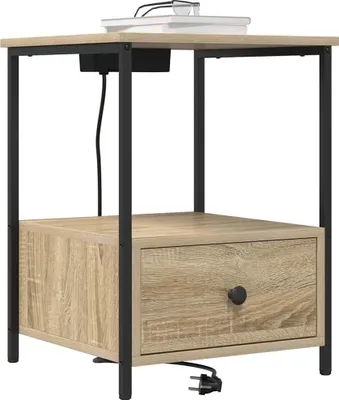 Image de vidaXL Table de chevet, lot de 2, chêne Sonoma, 42 x 41 x 56 cm, bois d'ingénierie