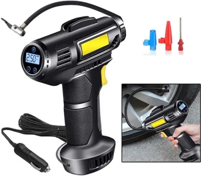 Image de Pompe à air électrique sans fil, pompe à air portable avec 2 batteries de 2000 mAh, compresseur d'air électrique, écran LCD numérique, compresseur, avec LED