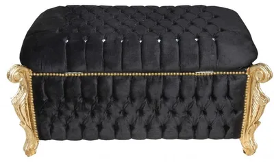 Image de Casa Padrino Banc baroque (coffre) noir/or avec pierres bling bling scintillantes -Coffre antique