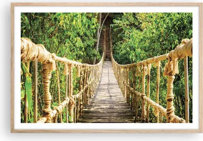 Produktbild von Gerahmtes Poster - Rahmen in heller Eiche - Brücke Seil Dschungel - 91,5x61 cm - Wand Bild - Wanddeko - Wandbilder - Wandposter - Bilderrahmen - Bilder - Kunstdruck - Wandbild - P2NAA91x61-4319