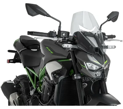 Image de Pare-brise Puig transparent, dimensions 390 x 290 mm, avec homologation européenne (ABE), pour Kawasaki Z 900 (modèles 2025-2026)