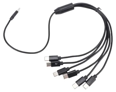 Image de Câble répartiteur USB Type-C 6-en-1, compatible avec l'iPad Air 4 et 5 Mini, recharge multiple, 50 cm, PVC, rapide