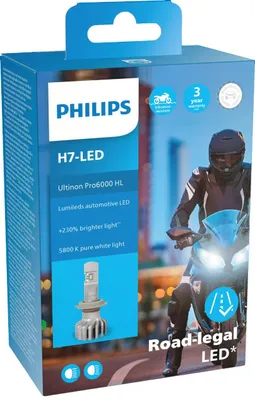 Image de Ampoules, phares, homologation pour moto, PHILIPS LED Ultinon H7