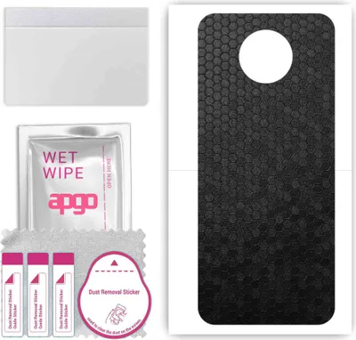 Produktbild von apgo Rückseite Schutzfolie, Skin, kompatibel mit Nokia G10, Hinten Displayschutzfolie aus Vinylfolie, kratzfest, einfache Montage - Schwarze Honigwabe