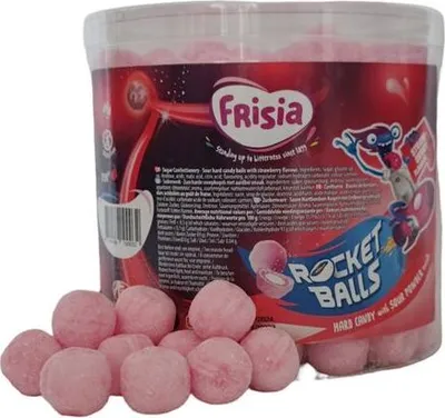 Produktbild von Frisia Rocketballs Erdbeere - Hartkaramellen mit saurem Brausepulver gefüllt - 200 Stück