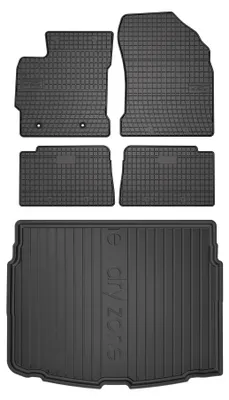 Productafbeelding van Rubberen automatten + kofferbakmat voor Toyota Auris II 2012-2018 (hatchback) – 5-delig, zwart, op maat – Wielganizator SolidPRO