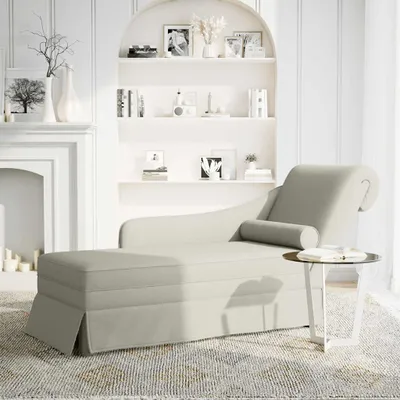 Produktbild von vidaXL Chaiselongue mit Nackenrolle und Rechter Armlehne Creme Samt