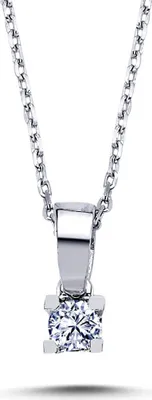 Produktbild von 0,08 Carat Diamant Solitär Halskette 585 er Weißgold