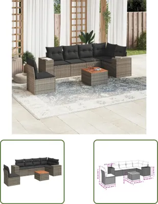 Produktbild von The Living Store 7-tlg. Garten-Sofagarnitur mit Kissen Grau Poly Rattan
