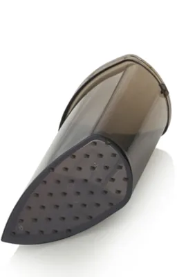 A close-up, studio shot of a gray plastic cutting plate for a Graef slicer.