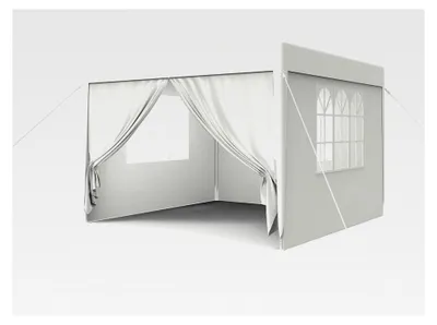 Produktbild von Pavillon 3x3m mit Seitenteilen und Fenstern, Gartenpavillon aus Polyester, UV-Schutz, wasserdicht, Windschutz, Gartenzelt für den Außenbereich, Weiß