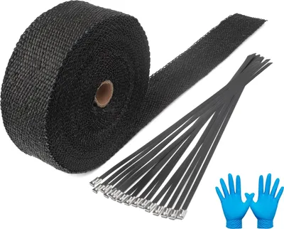 Produktbild von Speed Hitzeschutzband 15M Basaltfaser Auspuffband mit 15 Kabelbinder für Fächerkrümmer Thermoband Krümmerband Gratis mit Handschuhe