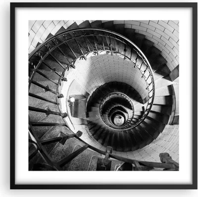 Produktbild von Gerahmtes Poster - Schwarzer Rahmen - Treppe Spirale Perspektive - 50x50 cm - Wand Bild - Wanddeko - Wandbilder - Kunstposter - Wandposter - Bilderrahmen - Bilder - Kunstdruck - P2BAC50x50-4384