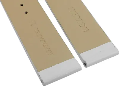 Produktbild von Herzog Uhrenarmband Vegan weiß Apfelfaser gleichlaufend glatt , Schließe:Gelbgolden, Anstoß:16 mm