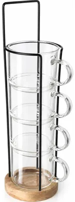 Obrázok produktu pre Sada 4 ks pohárov v stojane, objem 280 ml