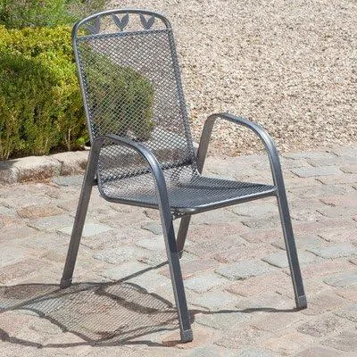 Produktbild von greemotion Gartenstühle 6er-Set mit Armlehne Toulouse Metall grau stapelbar wetterfest