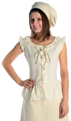 Productafbeelding van HEMAD Damen blouse, middeleeuws model, met koorden, mouwloos, natuurlijke beige kleur, maat M