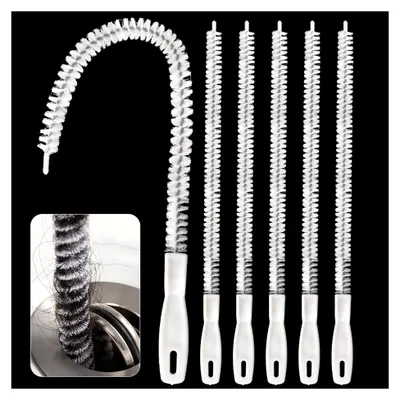 Produktbild von 6 Reinigungsbürsten für Abwasserkanäle, 45 cm, flexible Abflussbürste
