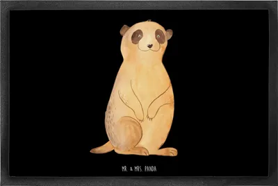Produktbild von Mr. & Mrs. Panda Fußabstreifer Erdmännchen 60 x 90 cm - Schwarz - Geschenk, Roadtrip, Traveling, Gummimatte, Schmutzmatte, Fußabtreter, Afrika, fußmatte, Weltreise