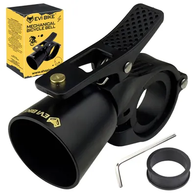 Produktbild von Fahrradklingel Laut 100dB für Fahrrad & E-Roller, Universelle Lenkerhalterung 21-31,8mm, Wasserdicht & Robust, Schwarz Matt, EVI BIKE BikeBell