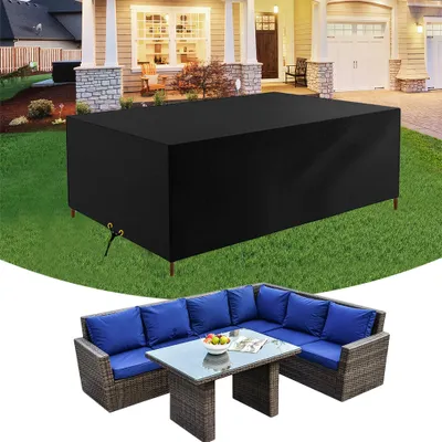 Zdjęcie produktu dla Pokrowiec na meble ogrodowe, 420D Pokrowiec na meble ogrodowe Wodoodporny Zimoodporny, 195x95x68cm Zewnętrzny pokrowiec ochronny na balkon ogrodowy Stół ogrodowy Meble wypoczynkowe