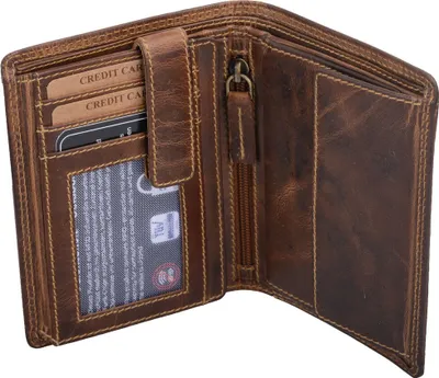 Produktbild von Herrenbörse Herren Geldbörse Leder Brieftasche Kombibörse , braun