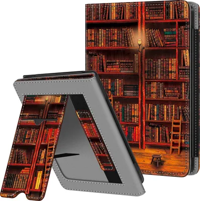 Produktbild von Fintie Hülle für Tolino Shine 4 (2022) / Kobo Clara 2E (2022) - Kickstand Schutzhülle mit Kartenfach Handschlaufe und Auto Sleep/Wake Funktion, die Bibliothek
