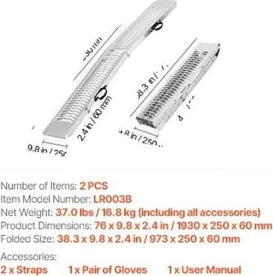 Immagine prodotto di Rampe per moto, portata 1000 libbre, superficie antiscivolo, 72x9 pollici