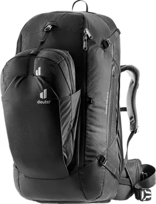 A black Deuter backpack is shown against a white background.