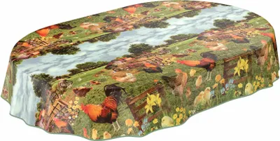 Produktbild von Tischdecke Wachstuch Tiere Grün Robust Wasserabweisend Oval Breite 140 cm Länge 220 cm