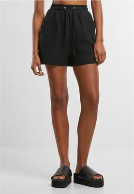 Produktbild von Urban Classics Short Damen Ladies Musselin Shorts schwarz Basics 100% Baumwolle S
