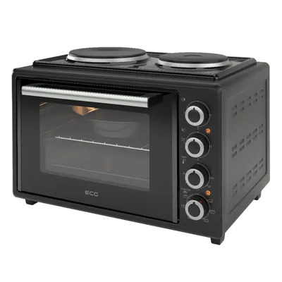 Immagine prodotto di ECG ETH 3501B | Mini forno | 35 L | 2 piastre elettriche | Temperatura del forno regolabile (90-250 °C) | Nero |