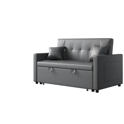 Produktbild von SONNI 140x94x78cm dunkelgraues Doppel-Schlafsofa, Sofa und Bett in einem, feuerfester Schaumstoff, Katzenkrallen-Stoff, mit Aufbewahrungstasche