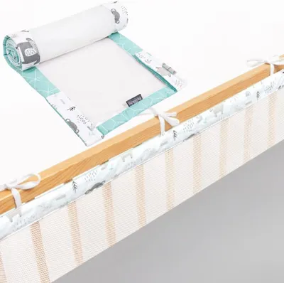 Produktbild von Bettumrandung für Baby- und Kinderbett, 360x30 cm, Nestchen in Mint mit Tiermotiven