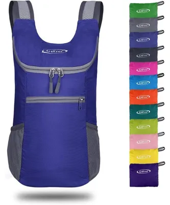 Produktbild von Kleiner faltbarer Rucksack 11 l Dunkelblau für Reisen, Wandern, Radfahren