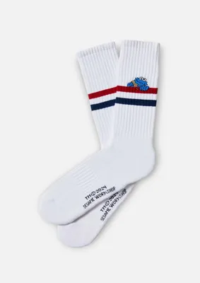 Produktbild von BeSocks Bio-Tennissocken - Krümelmonster, Farbe weiß, Größe 36-40