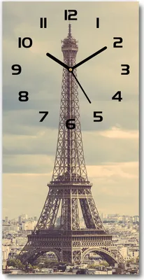 Produktbild von Wanduhr aus Glas – 30x60 cm - Glasbild - Glasuhr - Gehärtetes Glas -Eiffelturm Paris