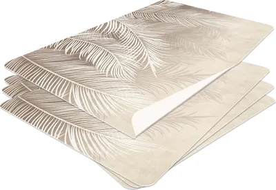 Produktbild von HUBDECO Strapazierfähige Schützende Esstischmatten - Set mit 4 abwaschbaren Vinyl-Tischmatten - Platzdeckchen für Küche - Tischmatte - Tischsets Abwaschbar - 44x32cm - Modell 46