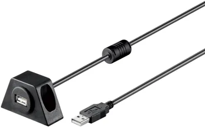 Produktbild von USB-A-Verlängerung mit Sicherungsclip, 0,6 m, schwarz 2,5 W, 0,5 A, 480 Mbit/s, USB 2.0