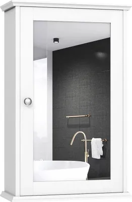 Image de Armoire de toilette COSTWAY HW65846WH, armoire de toilette avec miroir, armoire murale avec miroir, 34 x 15 x 53cm - A