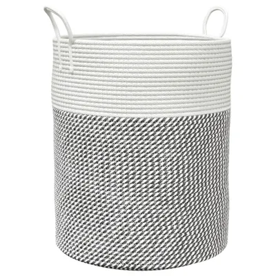 Obrázok produktu pre vidaXL Úložný kôš sivý a biely Ø38x46 cm bavlna