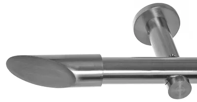 Produktbild von Edelstahl Look Gardinenstange 20mm Wandträger 1-läufig Schräge, Länge wählbar H31 E32 R