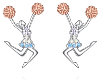Obrázok produktu pre Náušnice s motívom cheerleaderky, vyrobené zo striebra 925