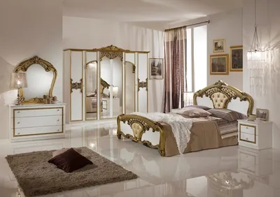 Produktbild von Barock Schlafzimmer Set Eva Weiß / Gold