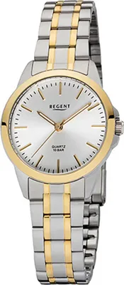 Produktbild von Regent Damen-Armbanduhr silber gold Analog F-1005 Edelstahl-Armband D2URF1005
