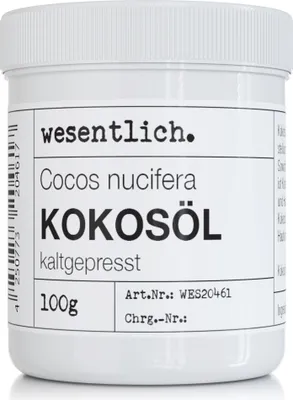 Produktbild von Kokosöl kaltgepresst 100g von wesentlich.