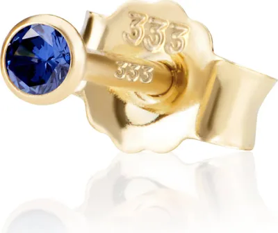 Produktbild von Einzel 2,5mm 333 Gelb Gold 8 Karat Ohrstecker Zirkonia Blau Butterfly Verschluss