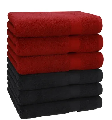 Produktbild von Betz Premium Handtuch Set 6-teilig – 6× Handtücher 50×100 cm, 100% Baumwolle 470 g/m², weich & saugstark, ® Farbe rubinrot/Graphit